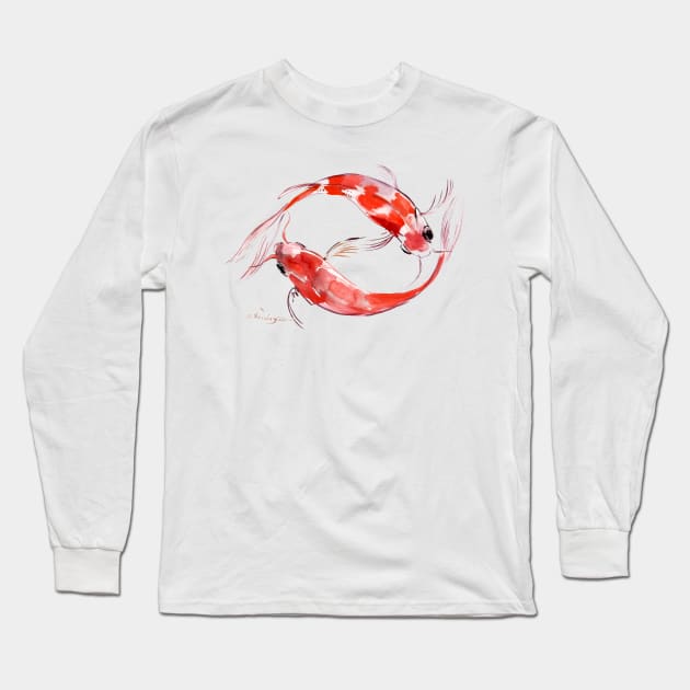 Yin and Yang Feng Shui Koi Long Sleeve T-Shirt by surenart